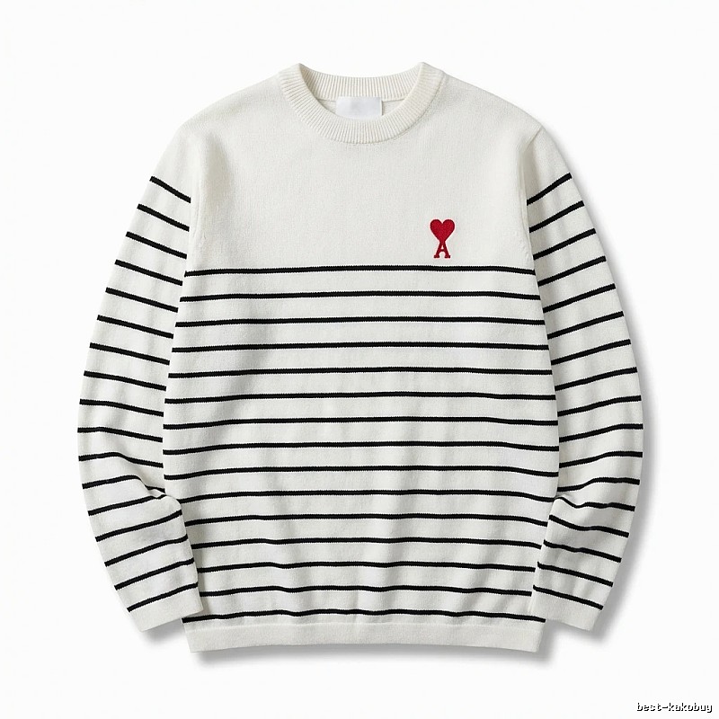 AMI striped minimalist style white sweater