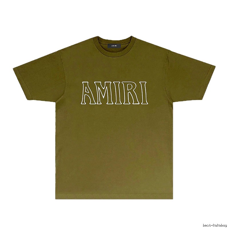 AMIRI Basic Style Trendy and Cool Olive Green T-shirt