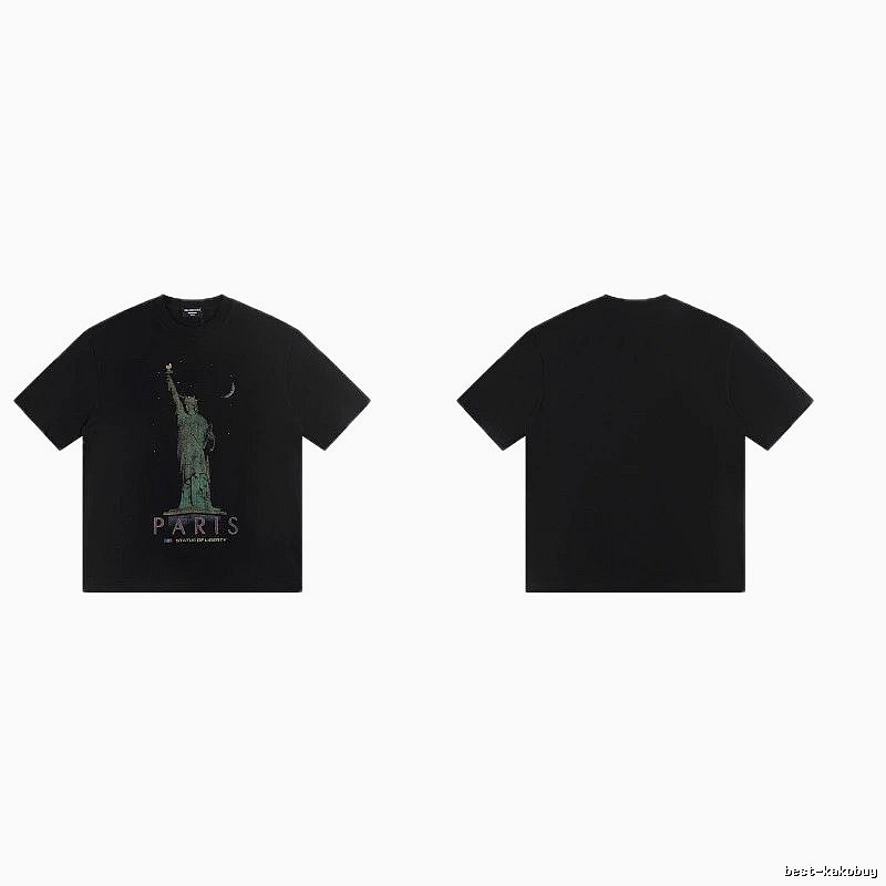 Balenciaga Vintage Style Statue of Liberty Black T-Shirt