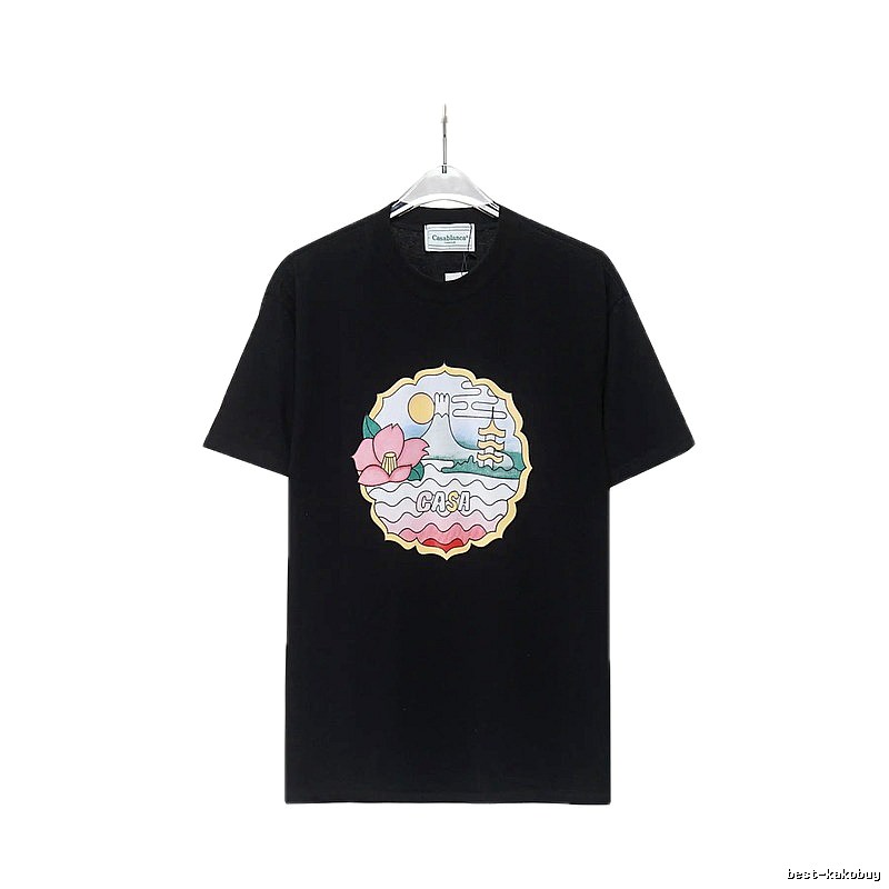 Casablanca Print Retro Style Black T-shirt