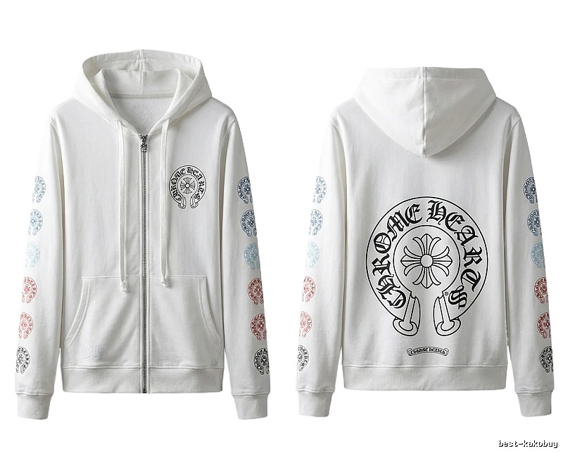 Chrome Hearts White Hoodie with Horseshoe Print Style