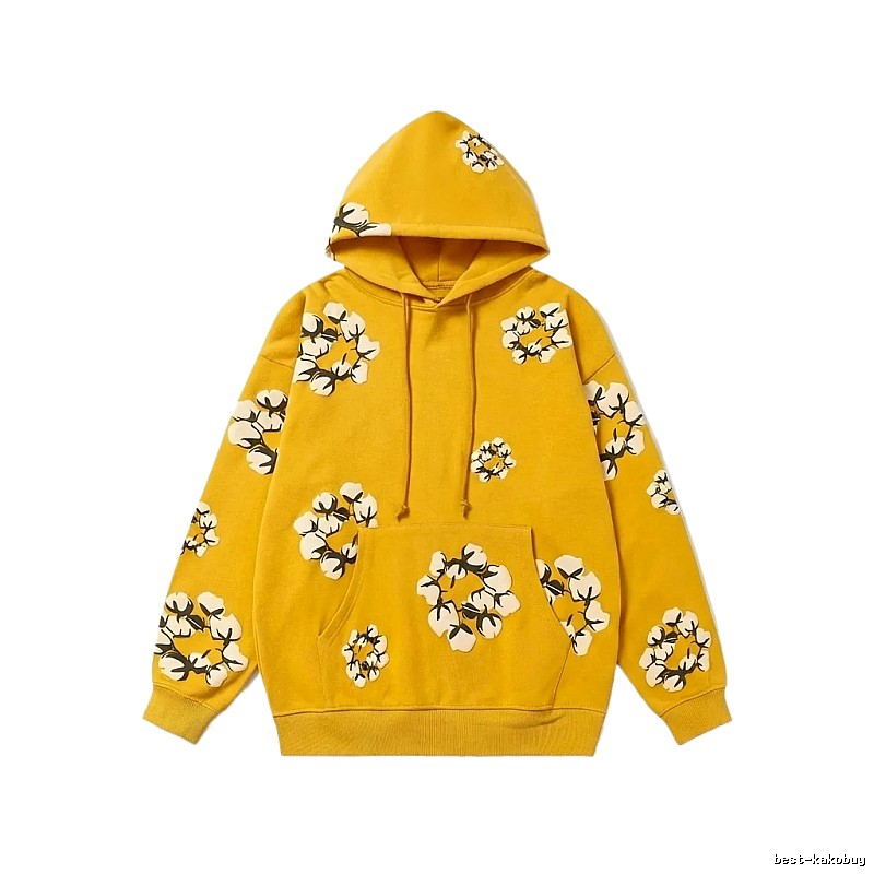 DENIM TEARS Floral Style Yellow Hoodie