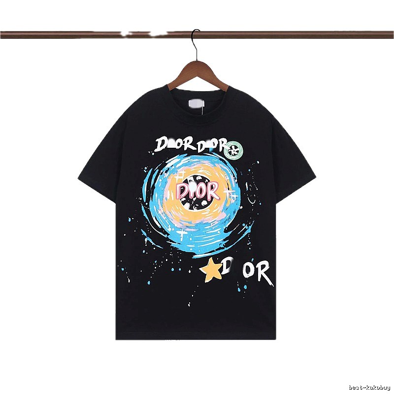 Dior Starry Sky Graffiti Style Black Short-sleeve T-Shirt