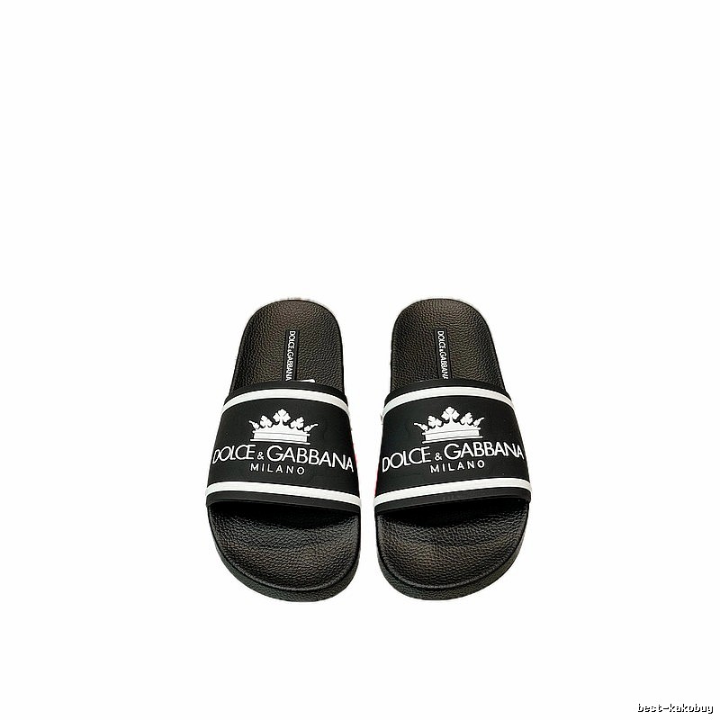 Dolce & Gabbana Crown Collection Light Luxury Style Black Slides