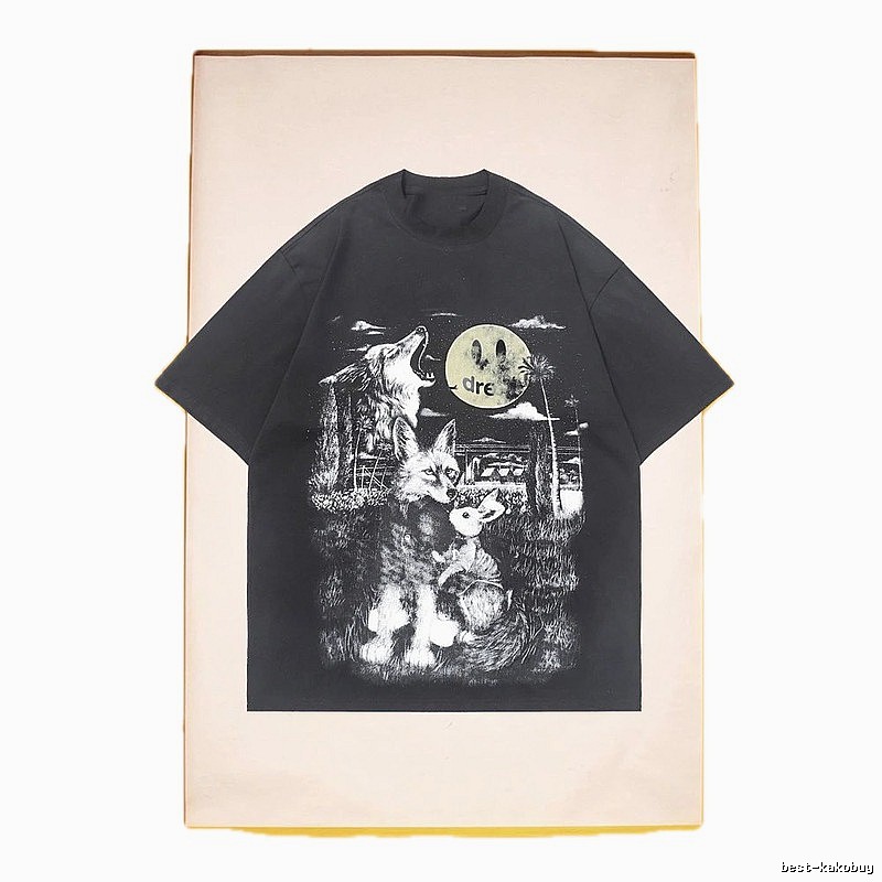 DREW Animal Print Street Style Black T-Shirt