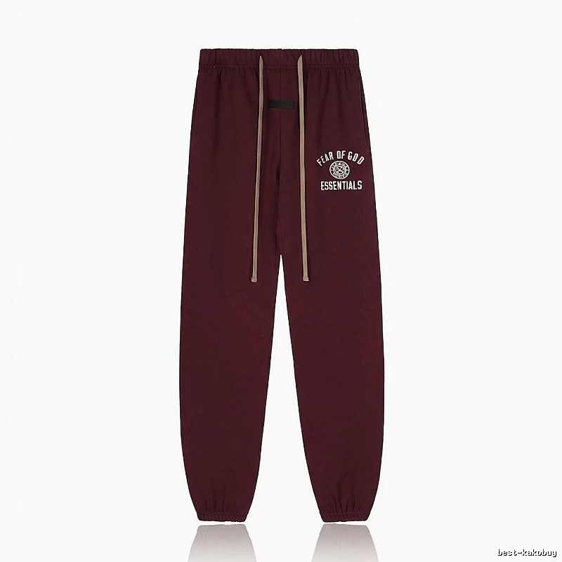 ESSENTIALS Trendy Casual Wine Red Sweatpants