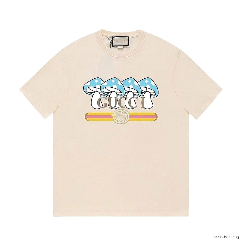 Gucci Mushroom Print Casual Style Off-white T-shirt