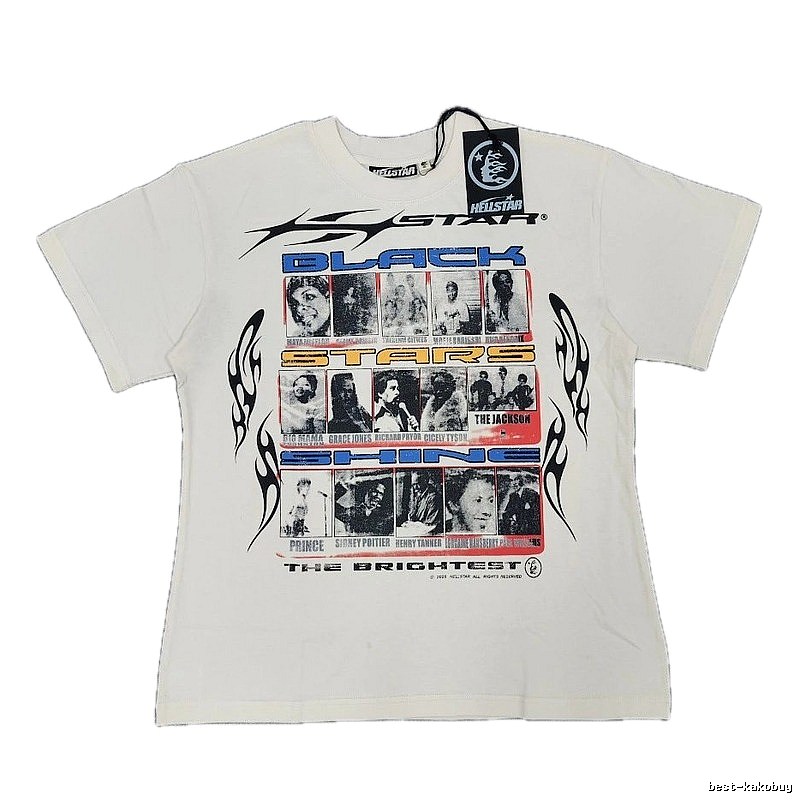 Hellstar Black Star Vintage Off-white Short Sleeve T-Shirt