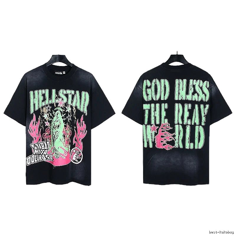 Hellstar Virgin Mary Printed Street Style Black T-Shirt