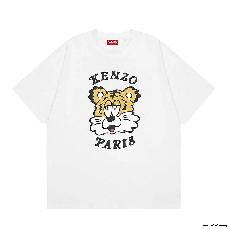 KENZO Tiger Head Casual Style White Short Sleeve T-Shirt