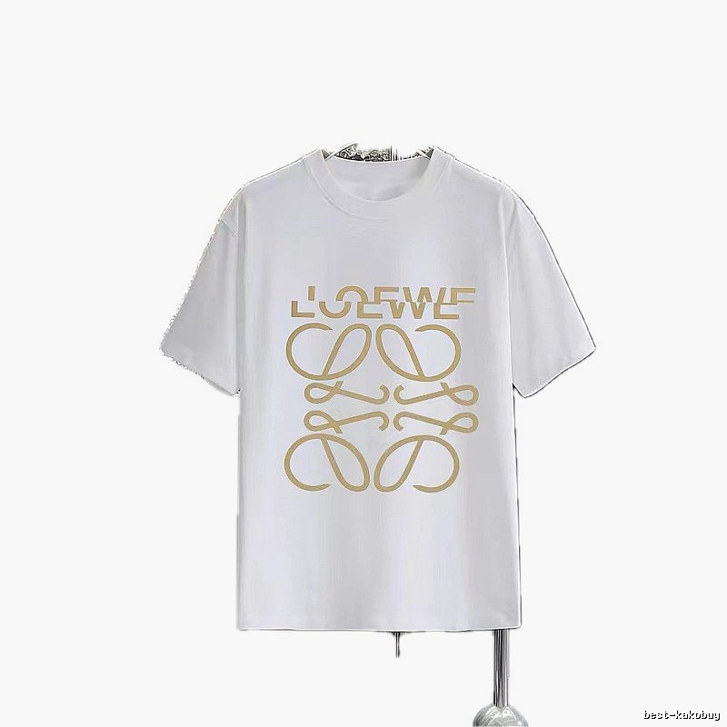 LOEWE Gold Hot-stamped Logo Light Luxury Style White T-Shirt