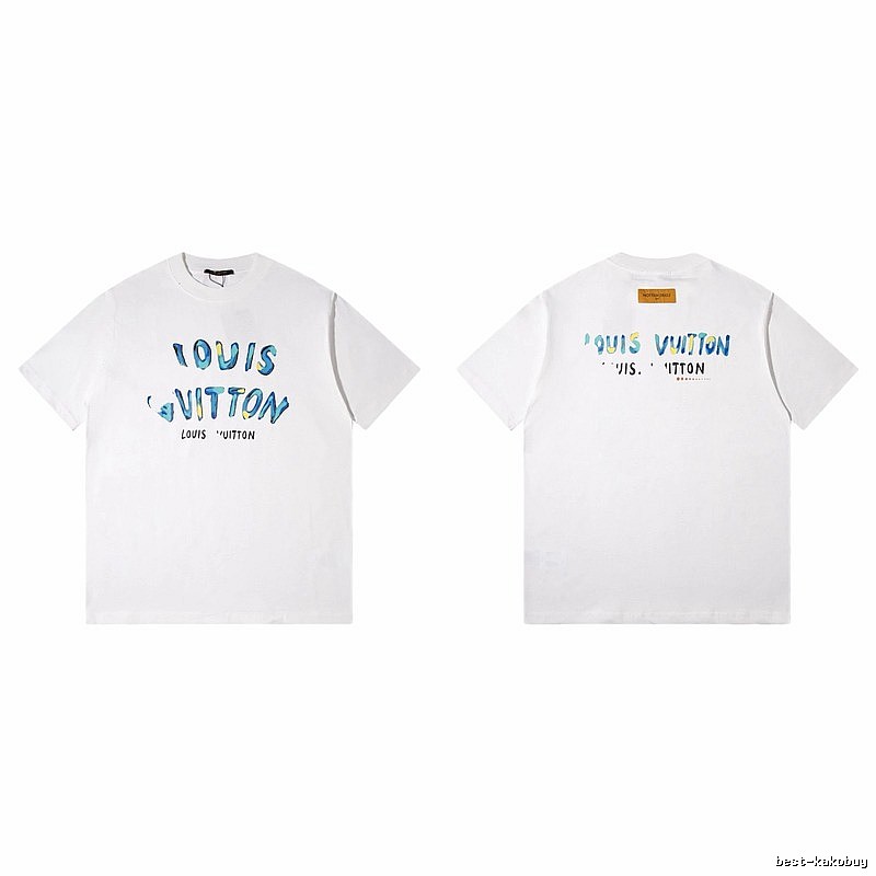 Louis Vuitton Hand-painted Graffiti Casual Style White T-shirt
