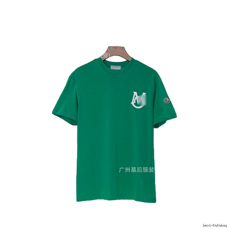 Moncler Letter Print Casual Style Green Short-sleeve T-shirt