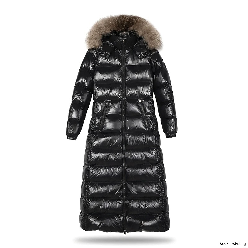 Moncler long shiny black down jacket