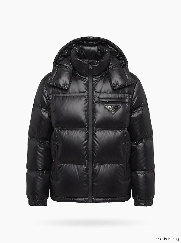 Prada triangle logo black down jacket