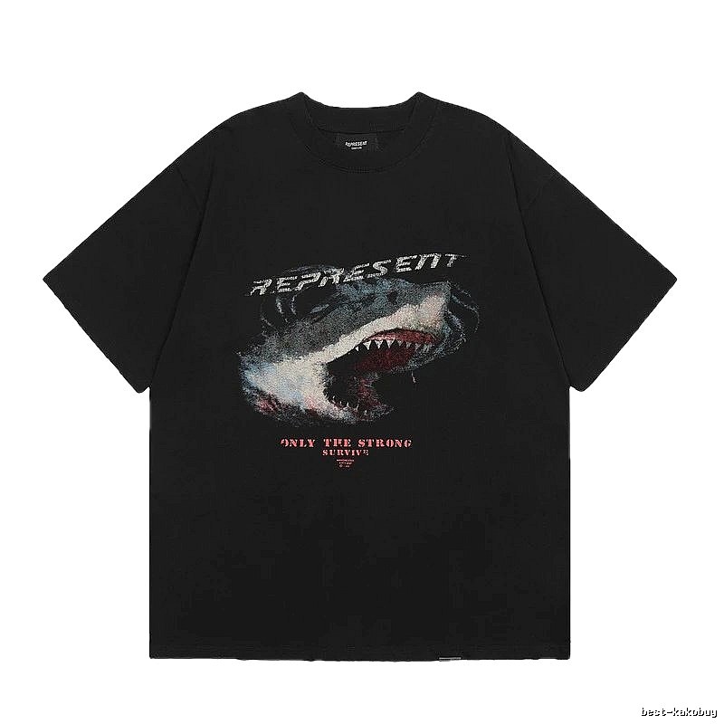 Represent Shark Print Vintage Black T-Shirt