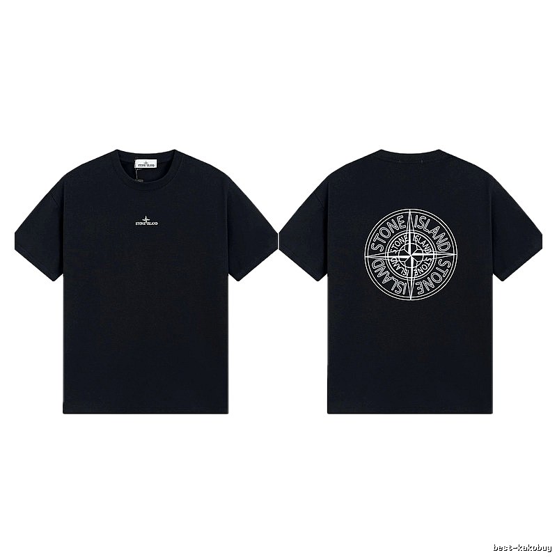 Stone Island Compass Print Trendy Cool Black T-Shirt