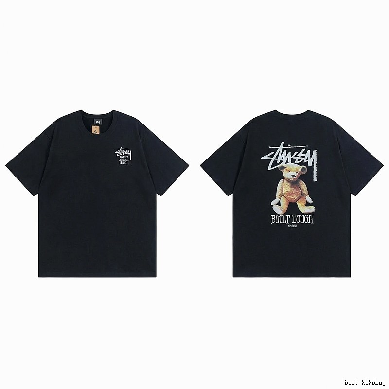 Stussy Bear Trendy Cool Style Black T-shirt