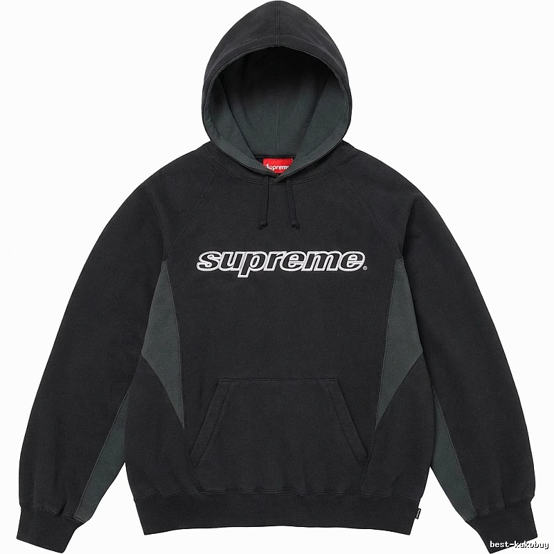 Supreme patchwork-style black hoodie