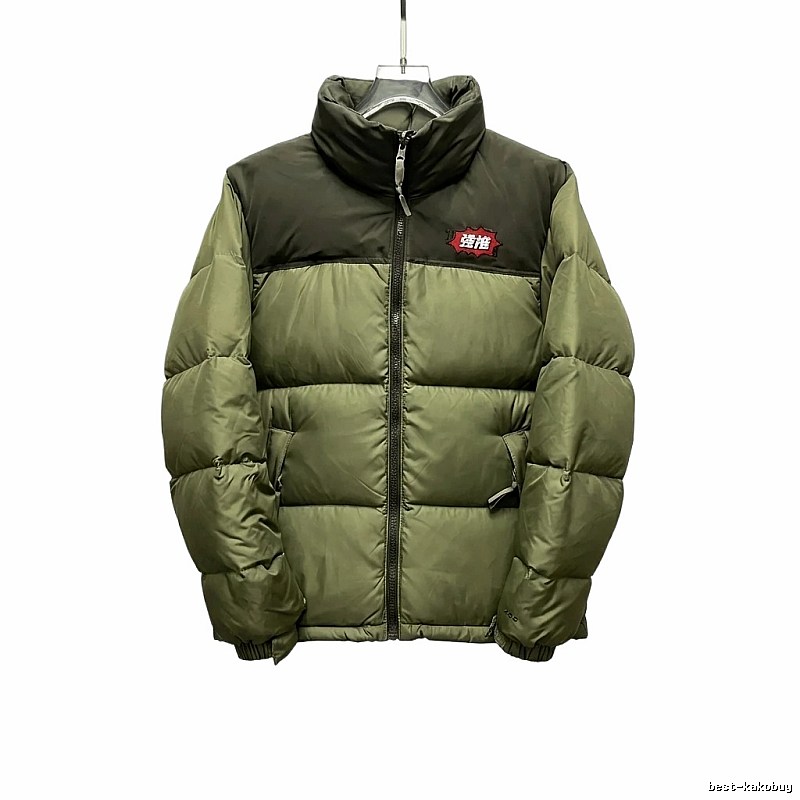 The North Face double - color green down jacket