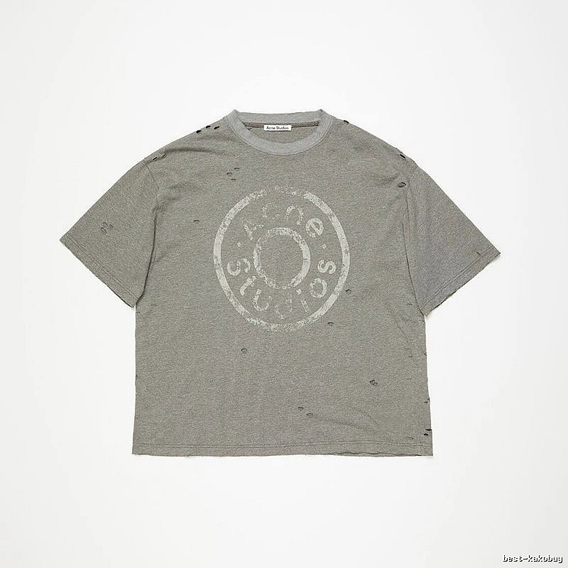 Acne Studios 2090-80 Gray Style Ac908041 Stockholm Logo T-Shirt Warm Weather