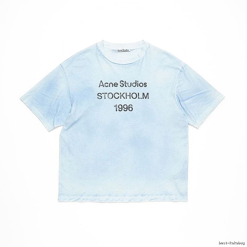 Acne Studios 2090-80 Light Blue Style Ac908046 Stockholm Logo T-Shirt Gift Ready