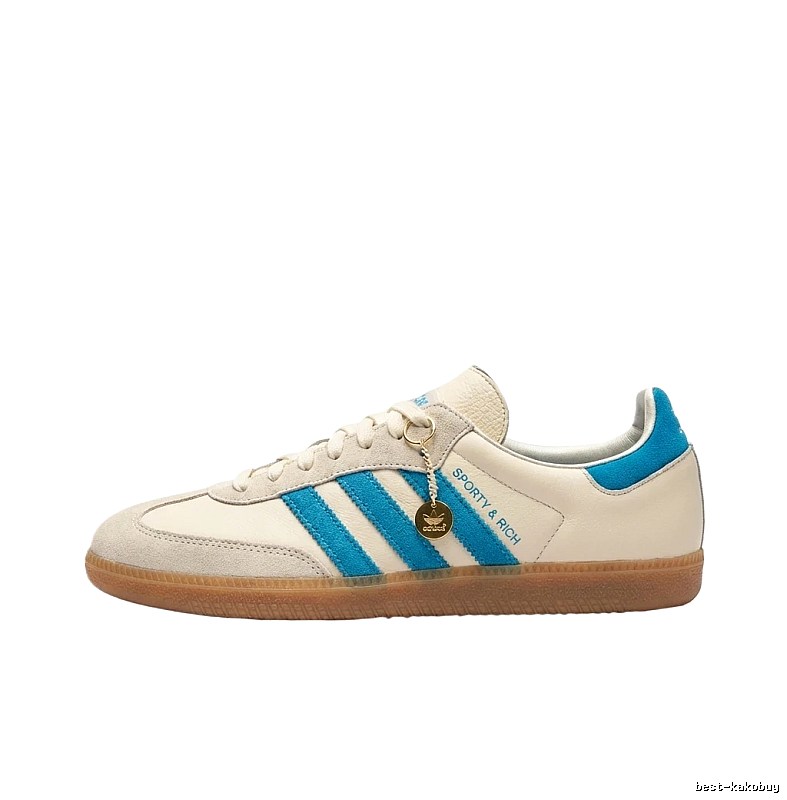 Adidas retro-style white and blue sports shoes