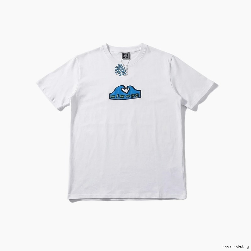 ADWYSD Wave Print Short-Sleeve White T-shirt