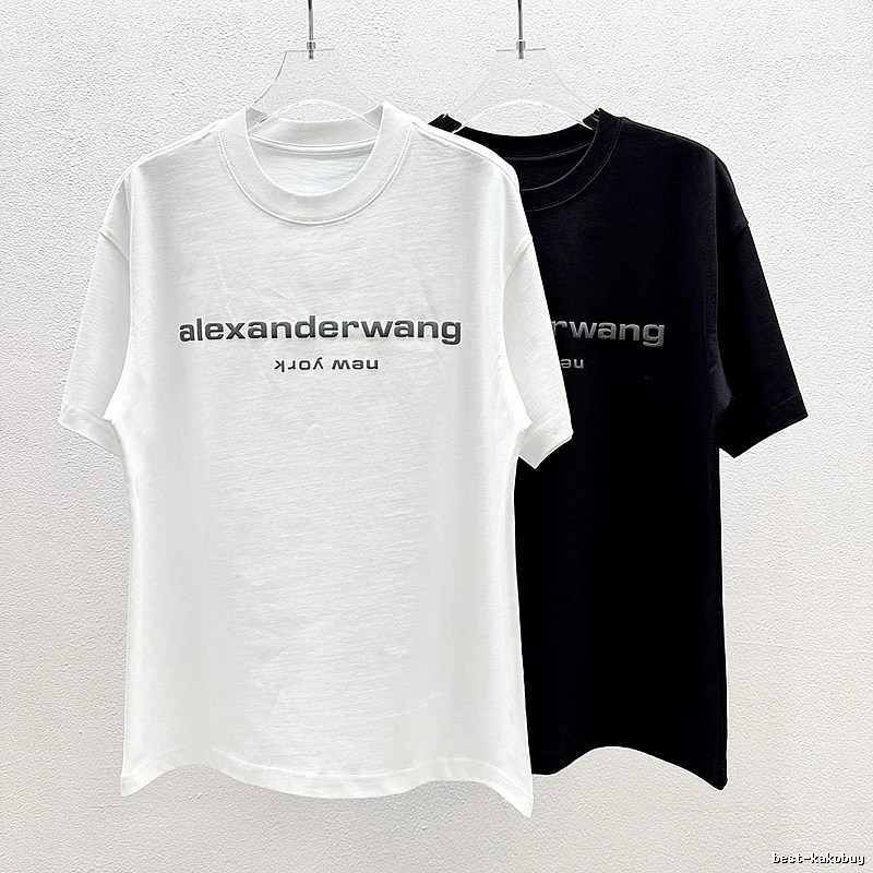Alexander Wang Trendy Letter Style Black and White Short-Sleeve T-Shirt