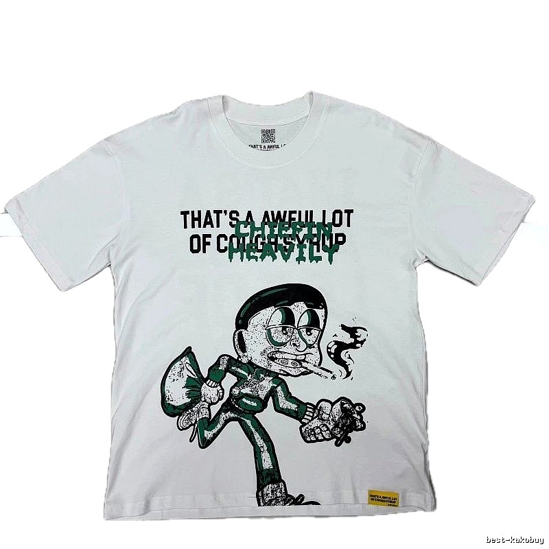 ALOCS Cartoon Print Street Style White T-Shirt