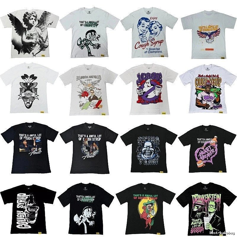 ALOCS Printed American Street Style Multi-color Short-sleeve T-shirt