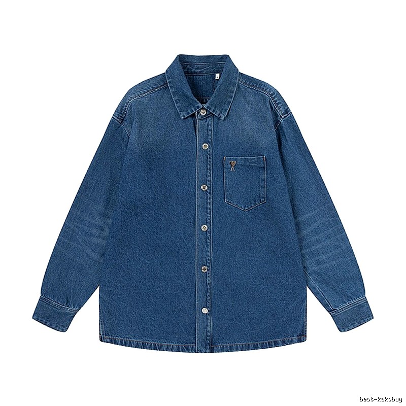 AMI casual style denim blue shirt
