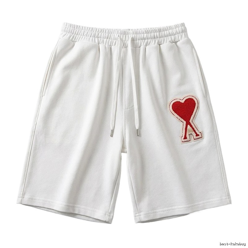 AMI Embroidered Heart White Shorts