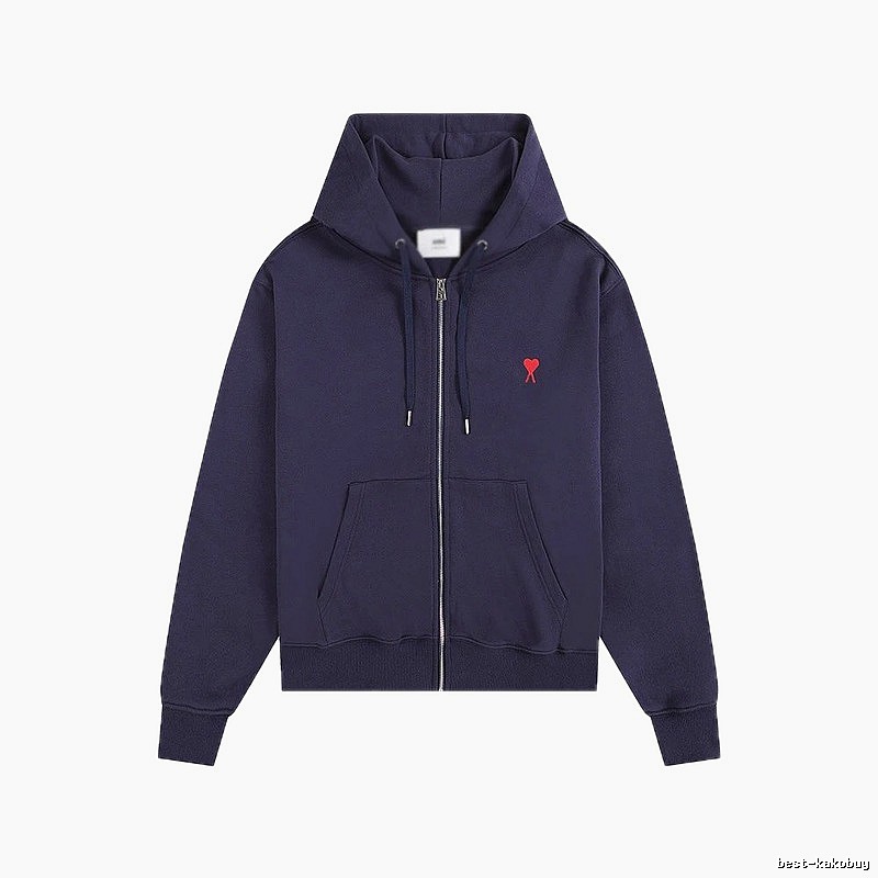 AMI Love Embroidery Style Dark Blue Hoodie