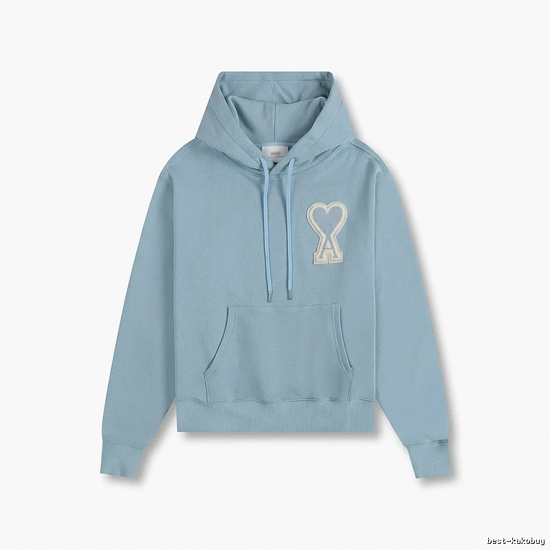 AMI Love Heart Pattern Light Blue Hoodie