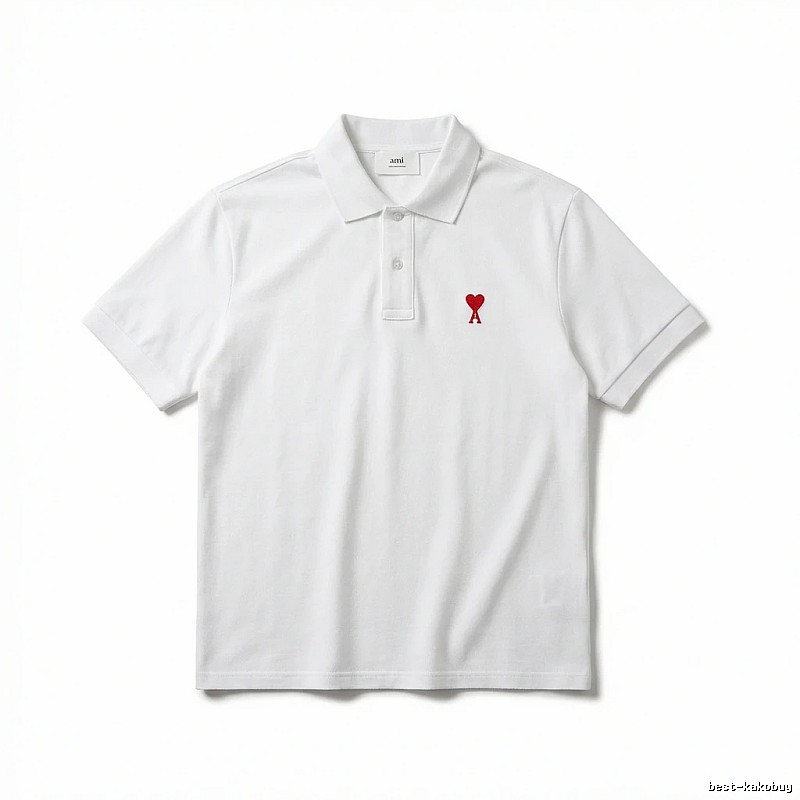 AMI Love Simple White Polo Shirt
