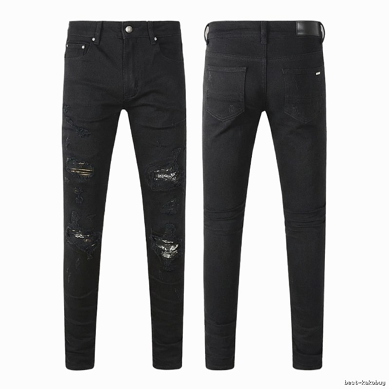 AMI Ripped Trendy Cool Black Jeans