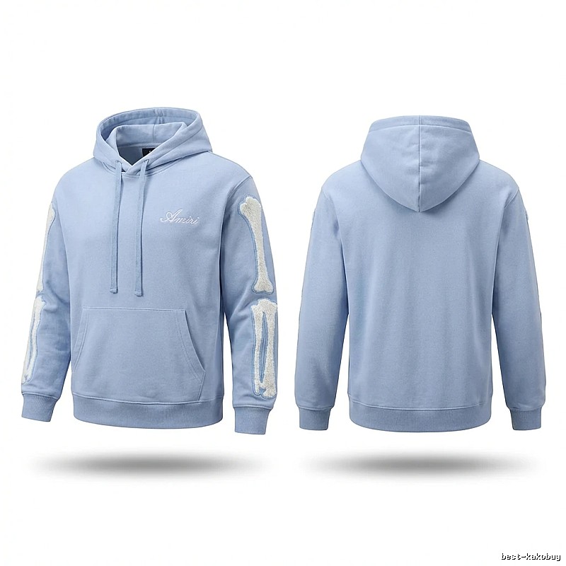 AMIRI Bone Pattern Trendy and Cool Style Light Blue Sweatshirt