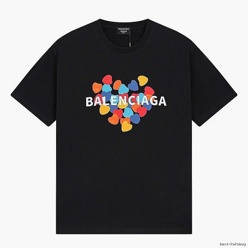 Balenciaga black T-shirt with a heart print.