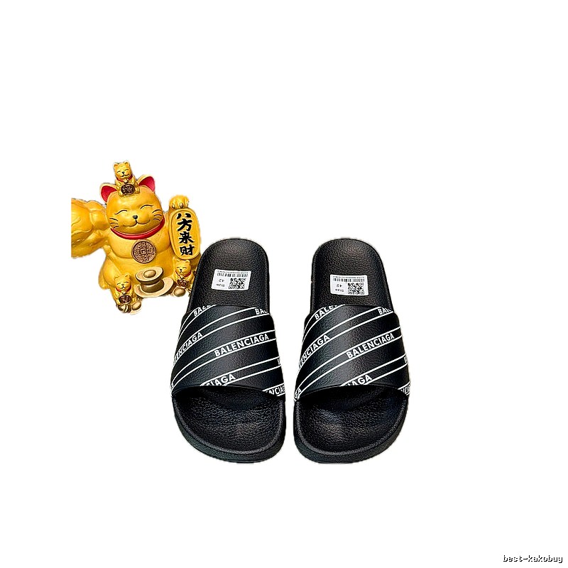 Balenciaga Black Twill Letter Streetwear Slides
