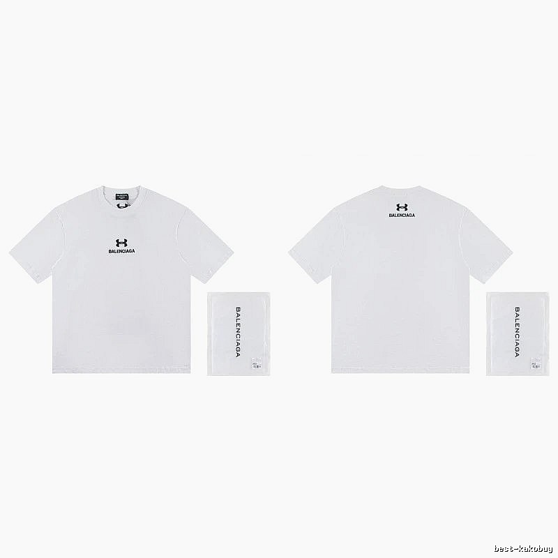 Balenciaga Co-branded Trendy Printed White T-Shirt