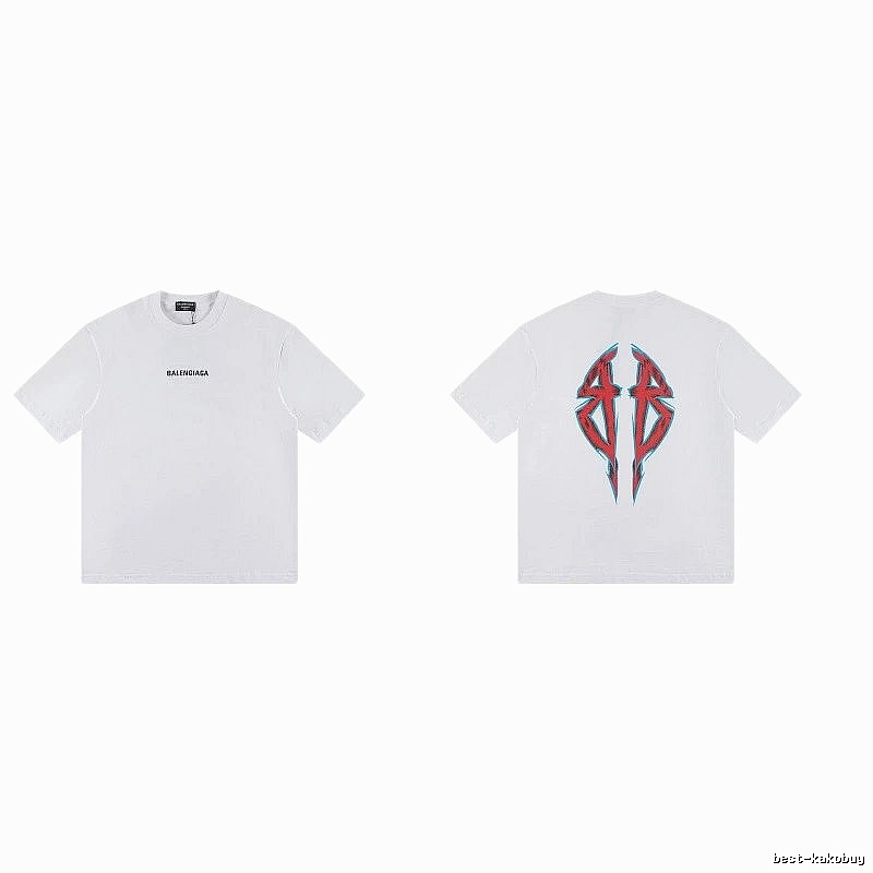 Balenciaga Double B Graffiti Street Style White T-Shirt