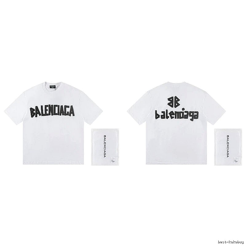 Balenciaga Double B Printed Street Style White T-shirt