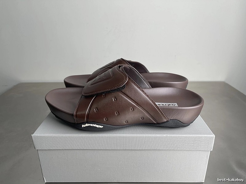 Balenciaga Embossed Street-Chic Brown Slippers