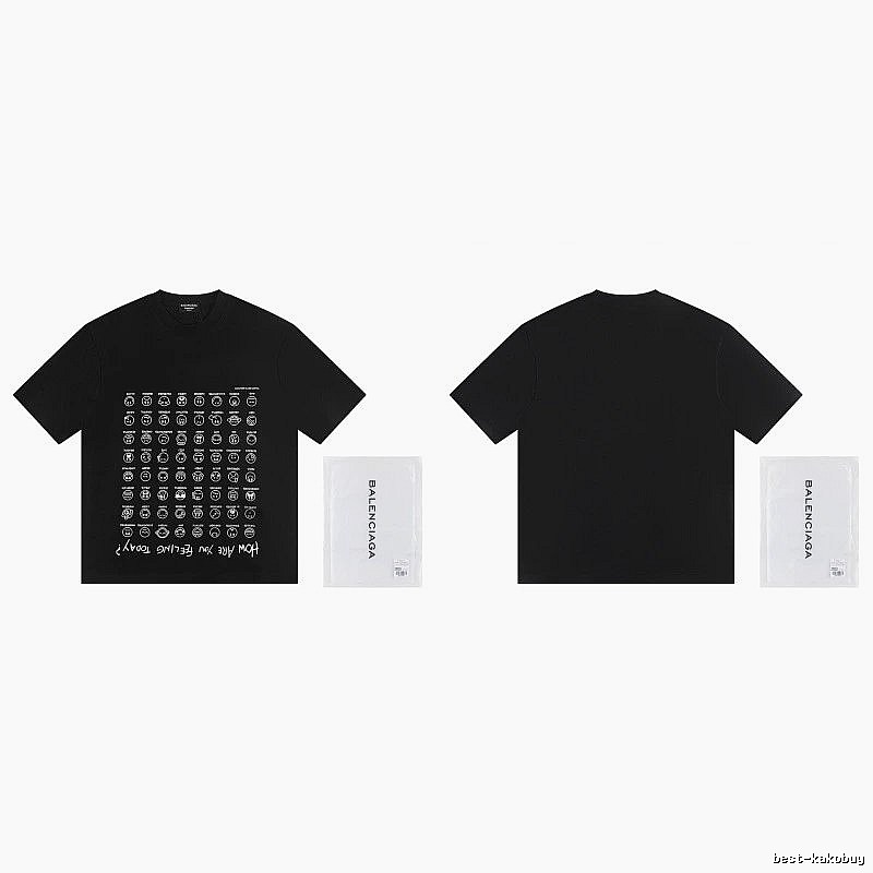 Balenciaga Emoji Printed Street Style Black T-Shirt