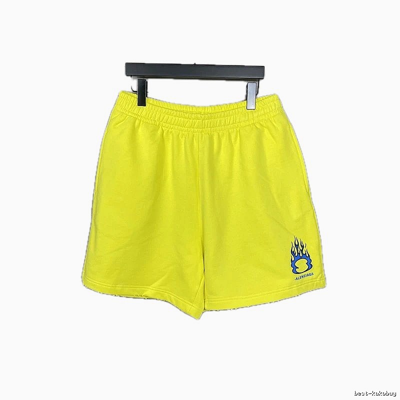 Balenciaga Flame Style Yellow Shorts