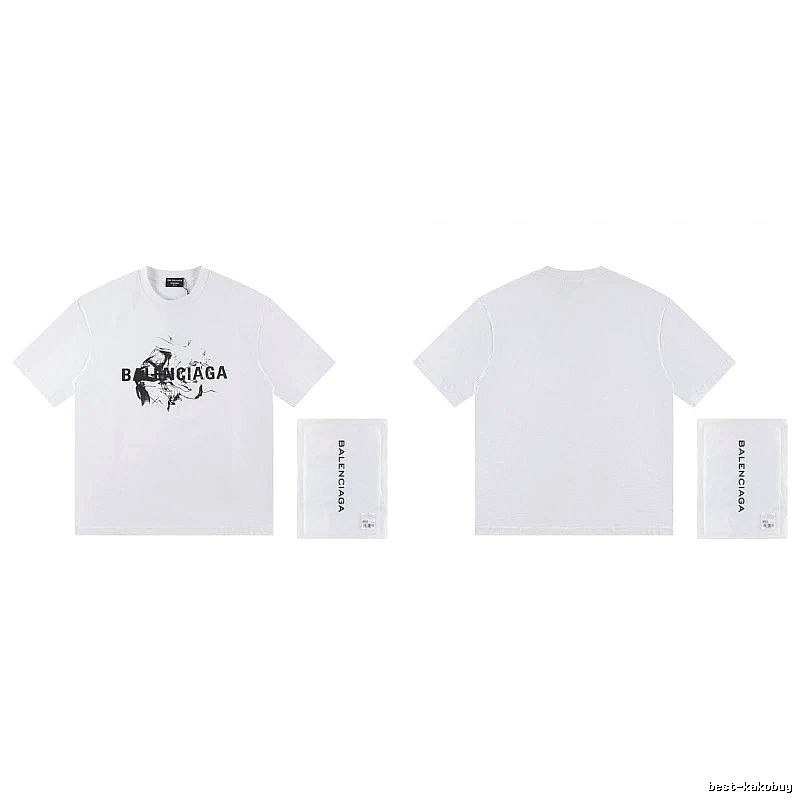 Balenciaga Graffiti Print Street Style White T-Shirt