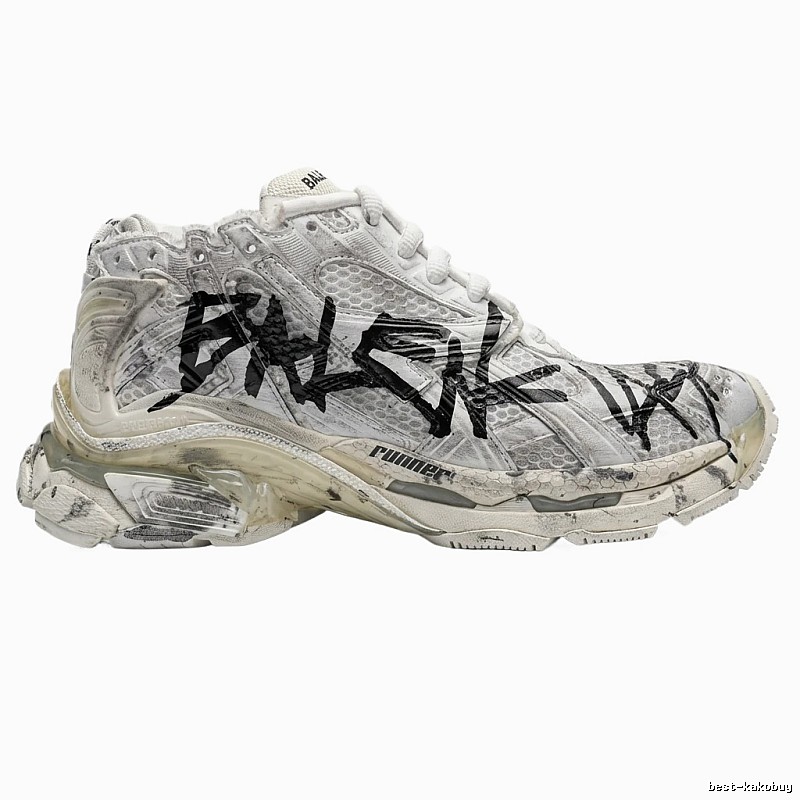 Balenciaga graffiti-style white shoes