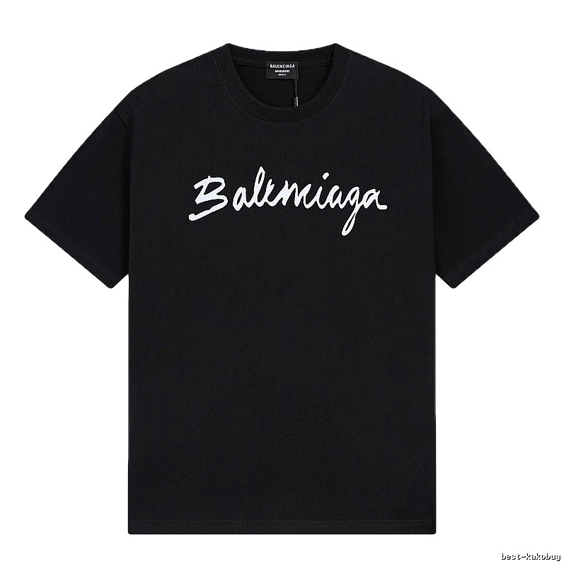 Balenciaga Handwritten Trendy Style Black T-shirt