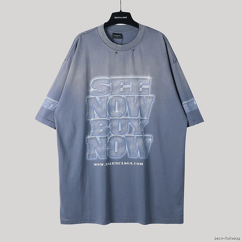 Balenciaga letter grey short-sleeve